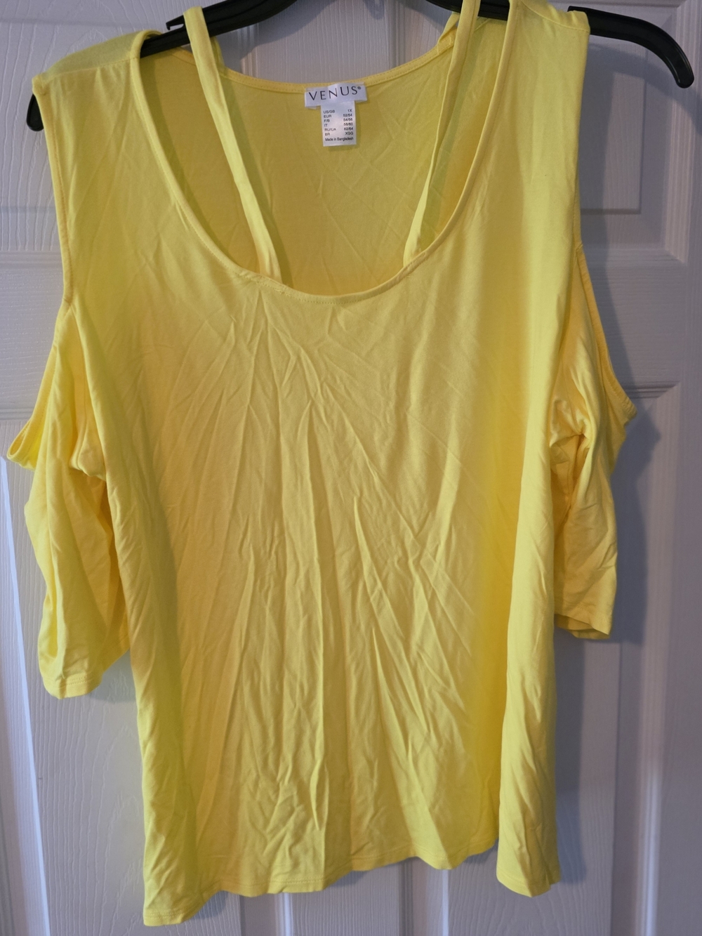VENUS Bright Yellow Cold-Shoulder Tank Top